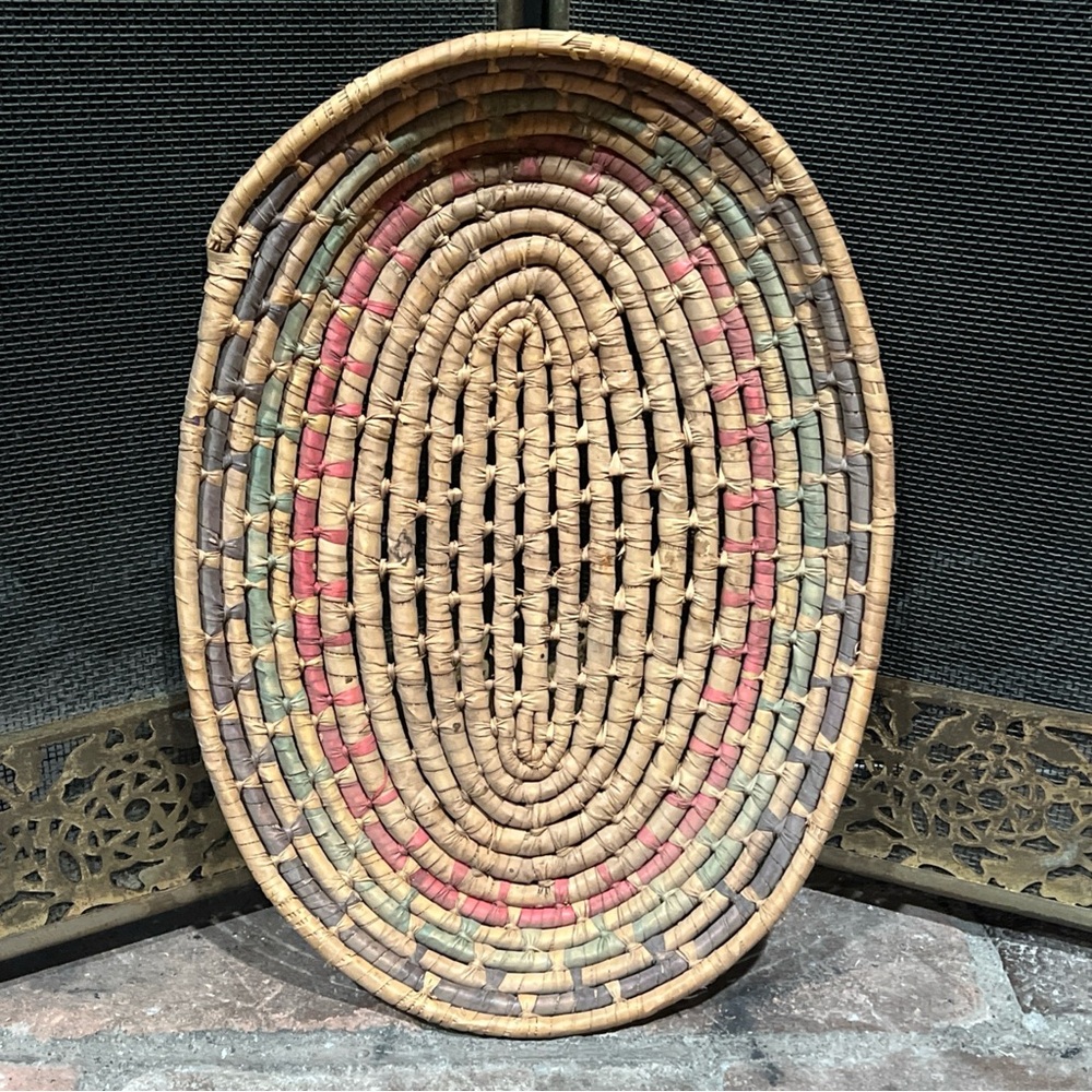 Vintage Multicolor Woven Basket